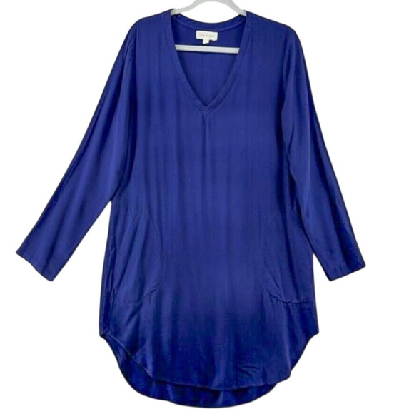 Anthropologie Cloth & Stone Blue Jersey Knit Swing Dress Size Medium - Picture 1 of 9